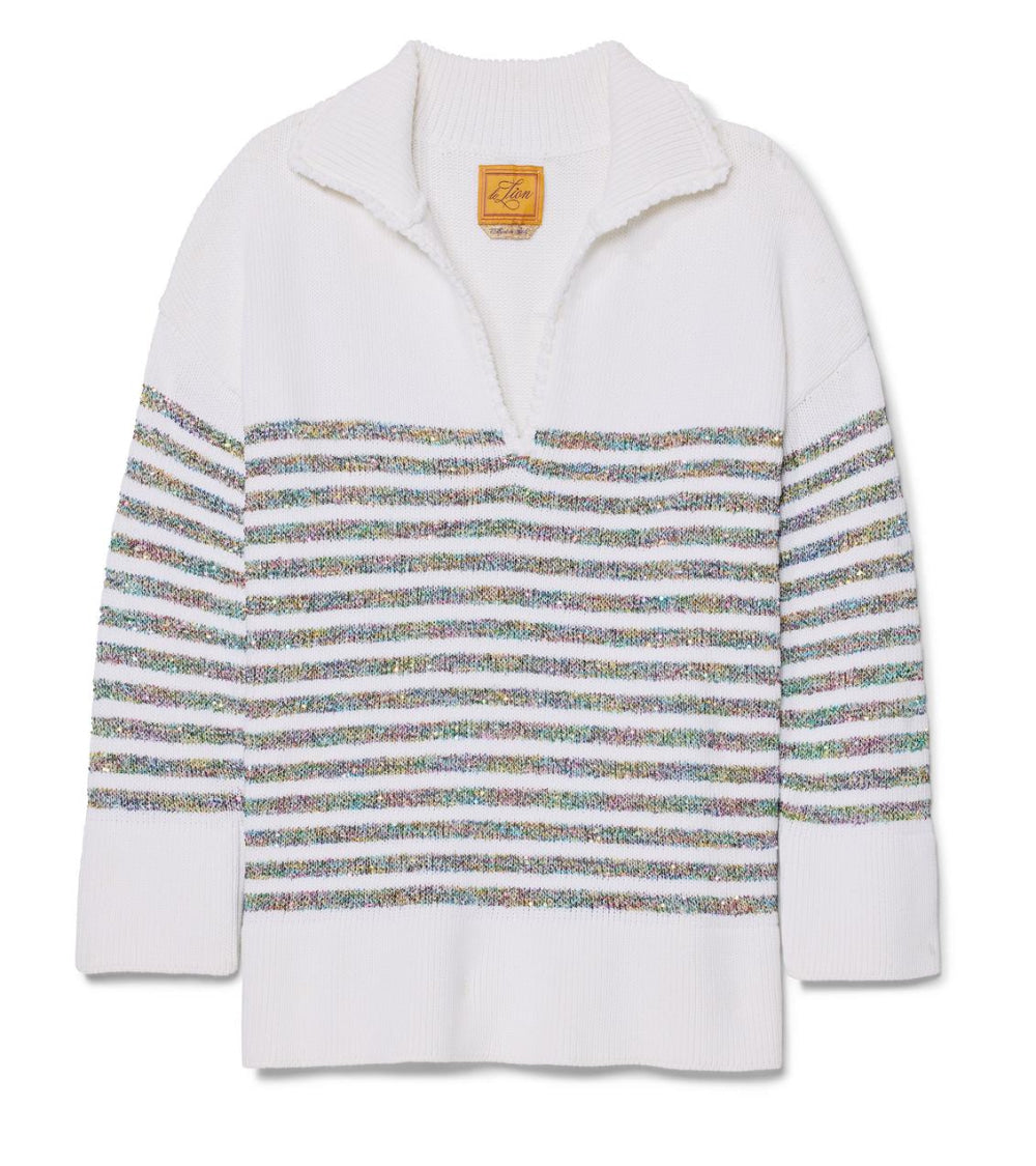 Hadley Striped Polo - White - XS/S - Sweater