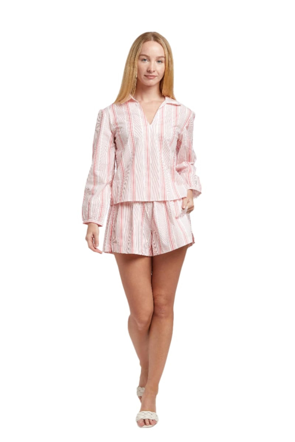 Hailey Top - Pink Stripe Dot - Shirt