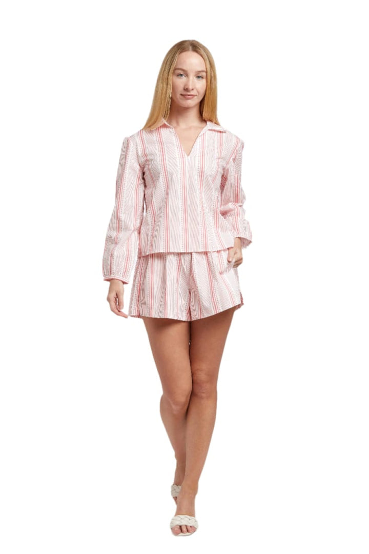 Hailey Top - Pink Stripe Dot - Shirt