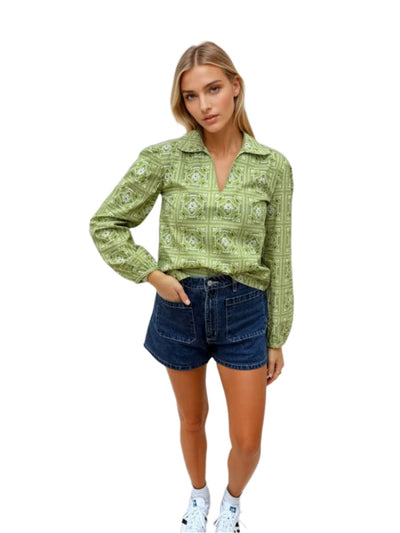Hailey Top - Verdant Mosaic - Button Down Shirt