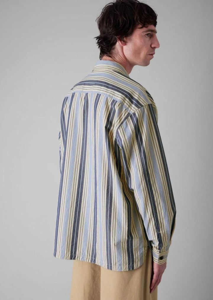 Half Placket Stripe Shirt - Button Down Shirt