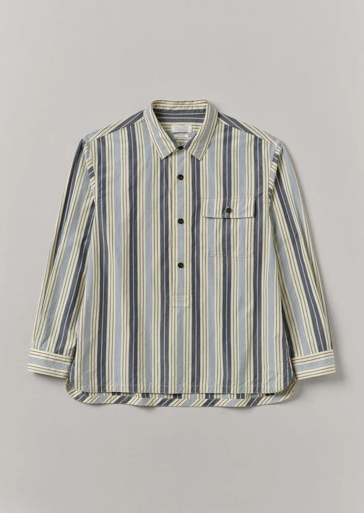 Half Placket Stripe Shirt - Button Down Shirt