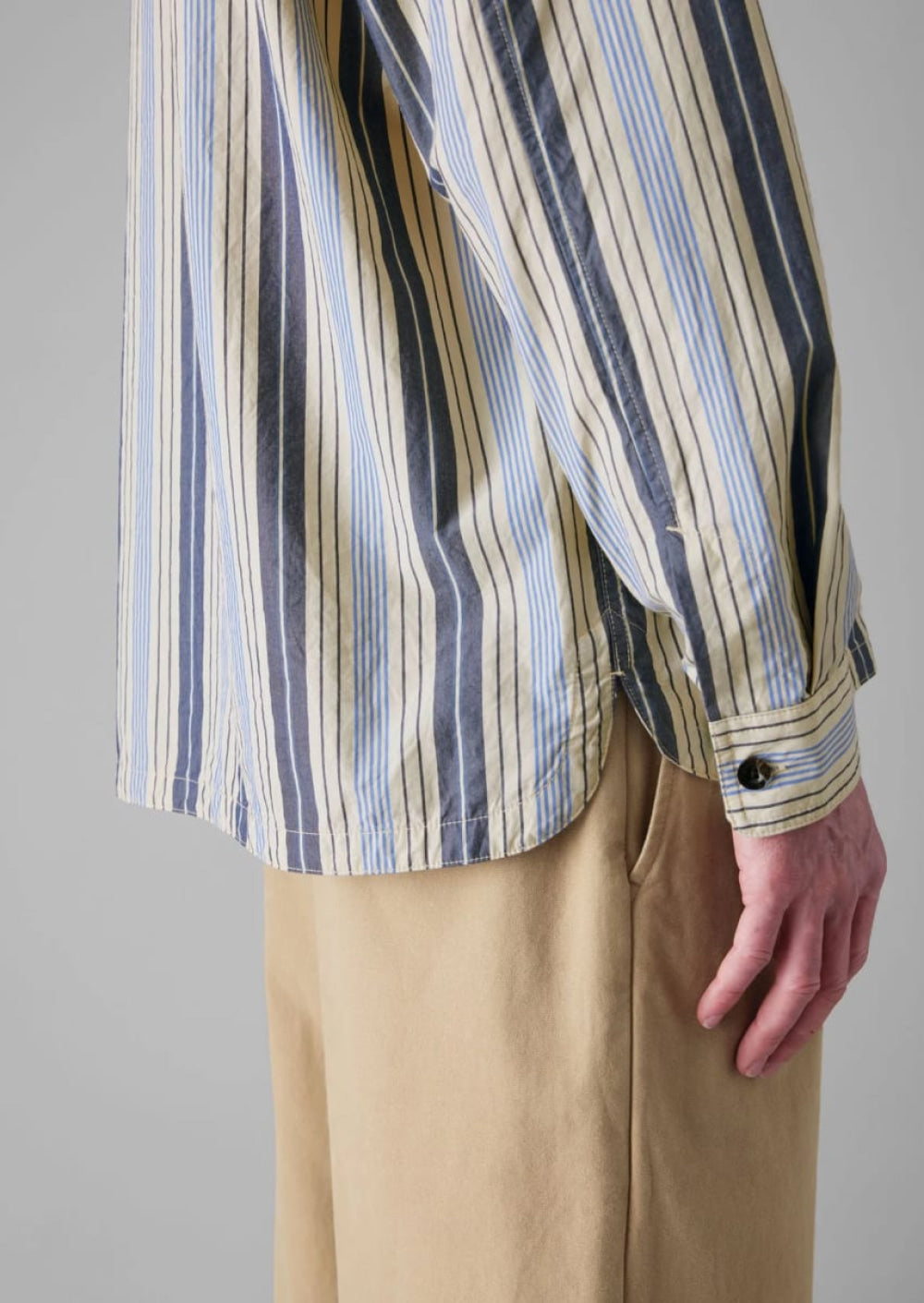 Half Placket Stripe Shirt - Button Down Shirt
