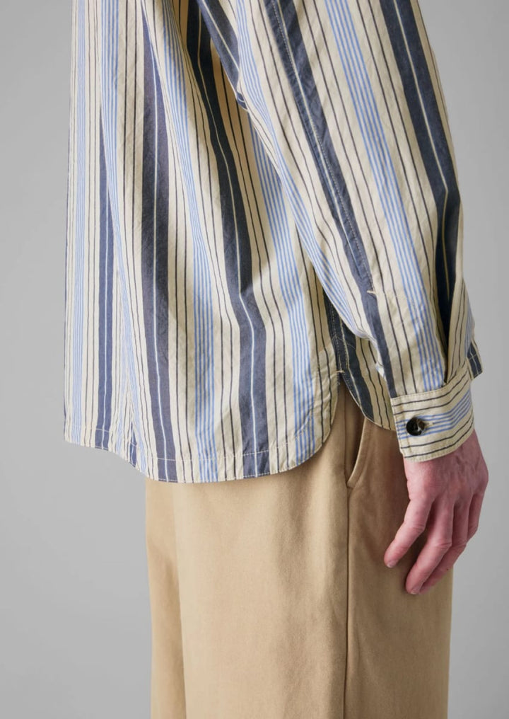 Half Placket Stripe Shirt - Button Down Shirt