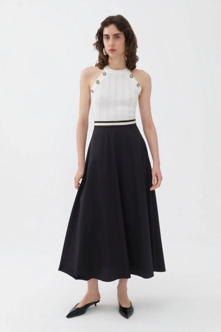 Halter Neck Knit Top - Off-white - Halter Top