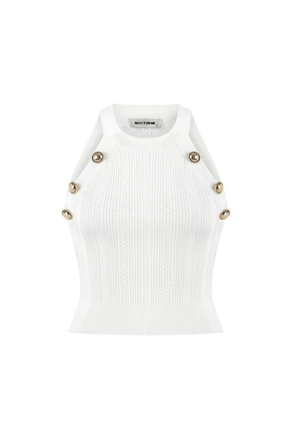Halter Neck Knit Top - Off-white - Halter Top