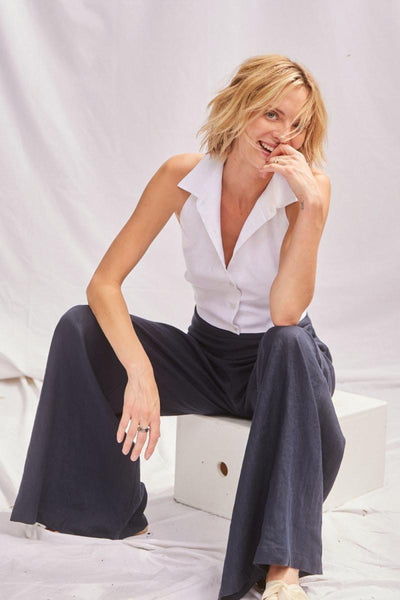 Halter Shirt - White - Halter Top