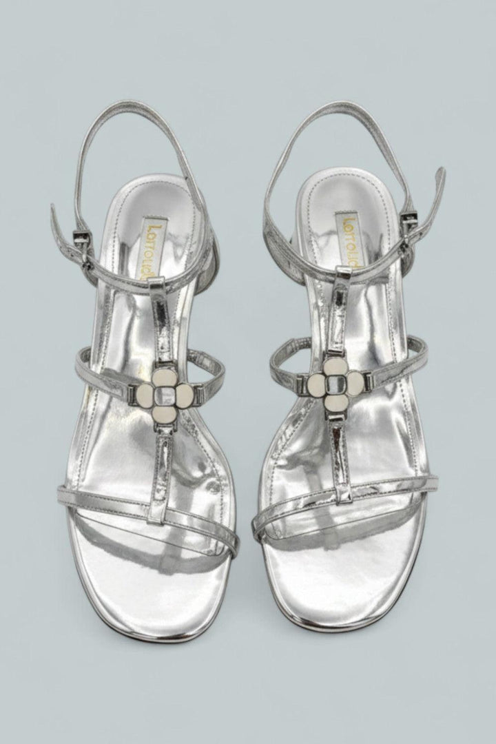 Hana Block Sandals - Silver Specchio - 8 - Sandals