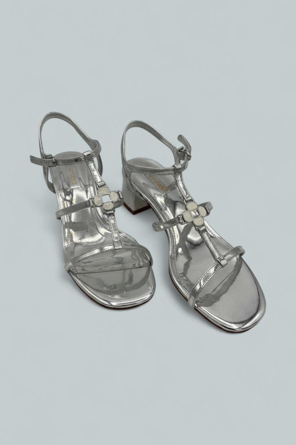 Hana Block Sandals - Silver Specchio - 8 - Sandals