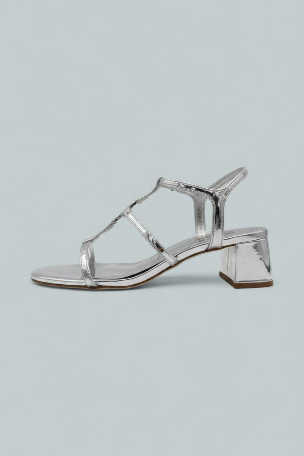 Hana Block Sandals - Silver Specchio - 8 - Sandals