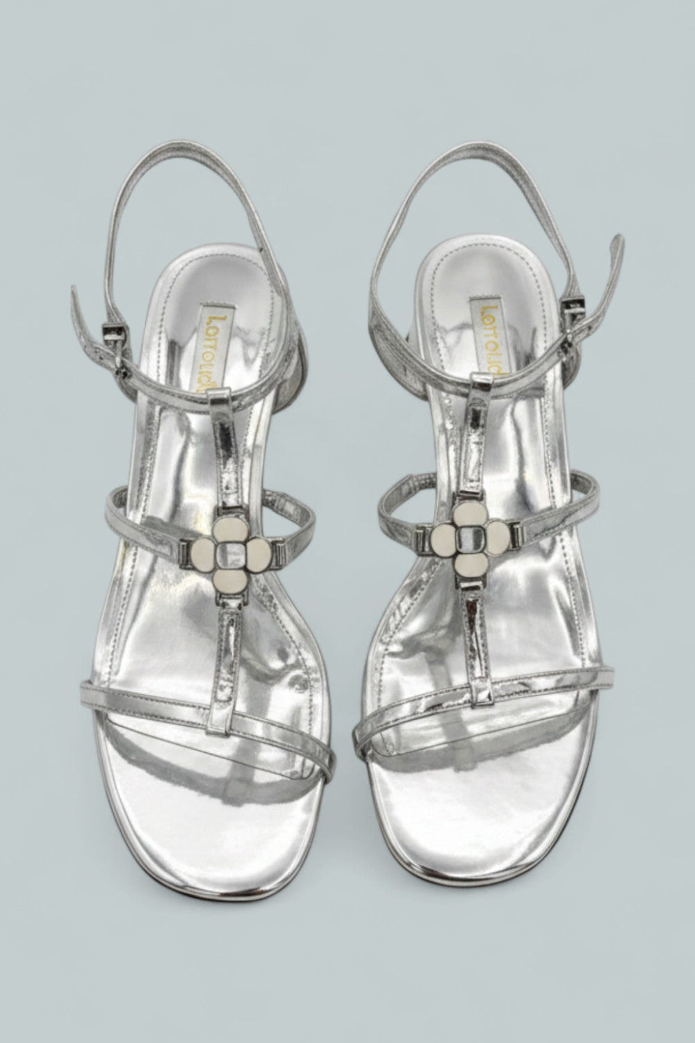 Hana Block Sandals - Silver Specchio - 8 - Sandals