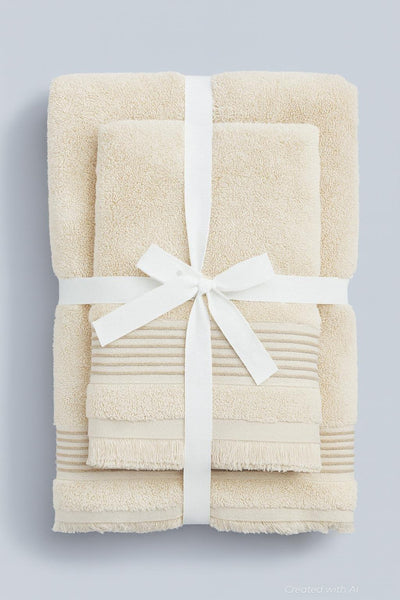 Hand And Bath Towel Set - Cream - OS - Bath Towel