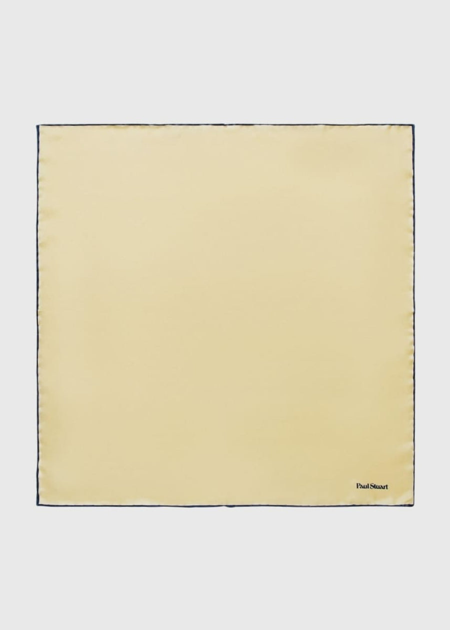 Hand Screen Printed Silk Pocket Square - Yellow/Navy - ONE SIZE - Pocket Square