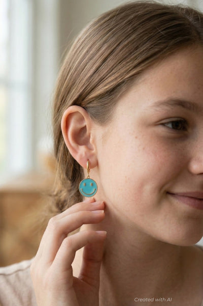 Happy Hoops - Turquoise - One Size - Earrings