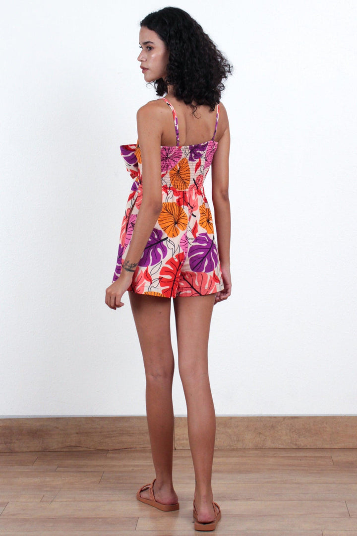 Harlow Romper - Multi Leaf - Romper
