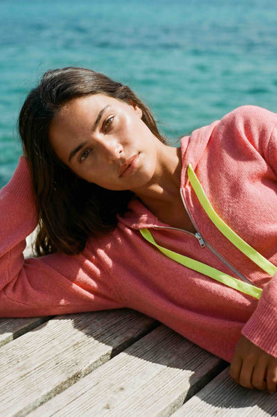 Harry Zip Hoodie - Coral - Hoodie
