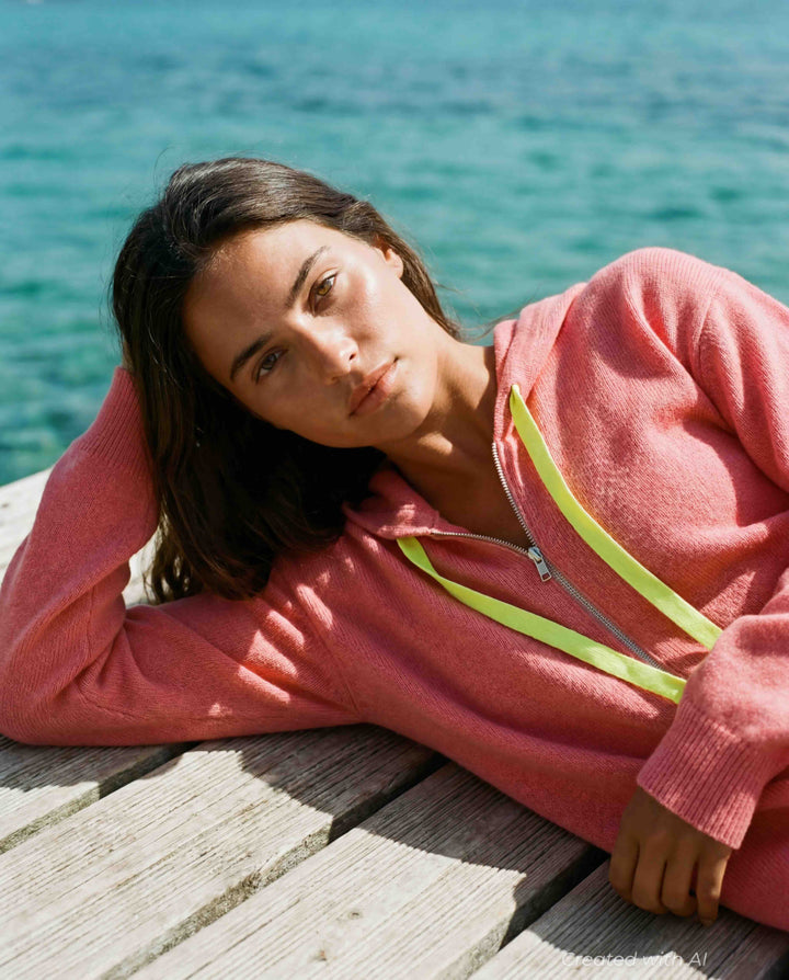 Harry Zip Hoodie - Coral - Hoodie