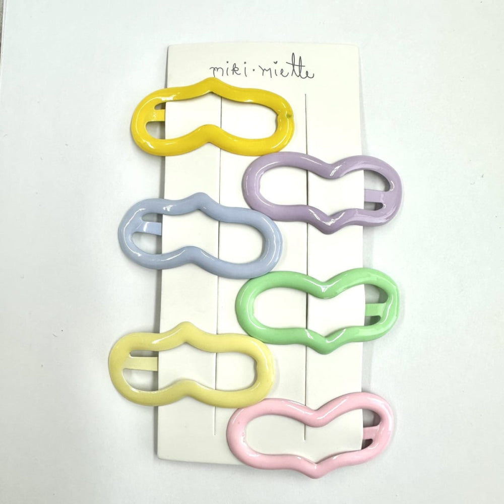 Heart Enamel Clip 6Pc Set - Rainbow - OS - Hair Accessories