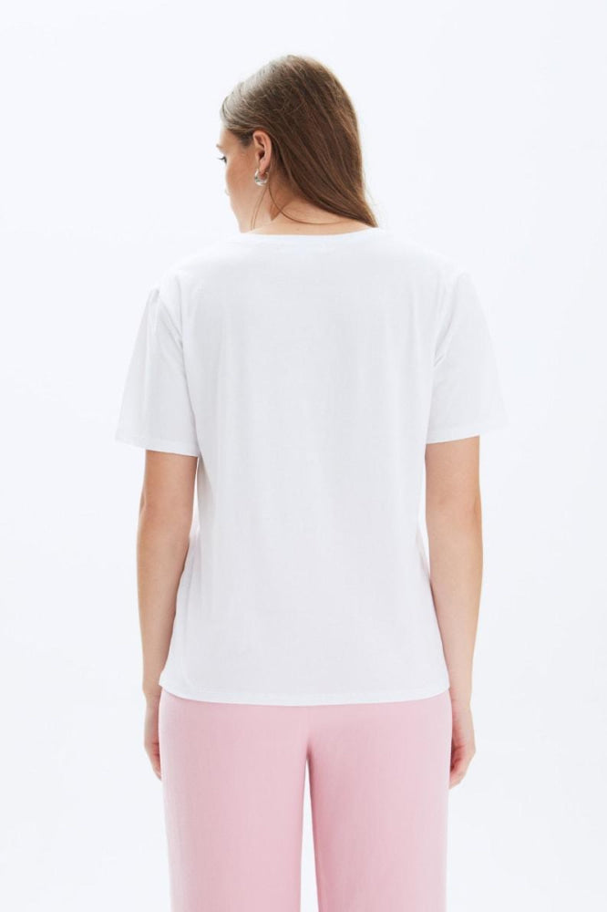 Heart Petals Wide T-Shirt - White - T-shirt