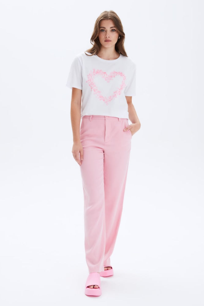 Heart Petals Wide T-Shirt - White - T-shirt