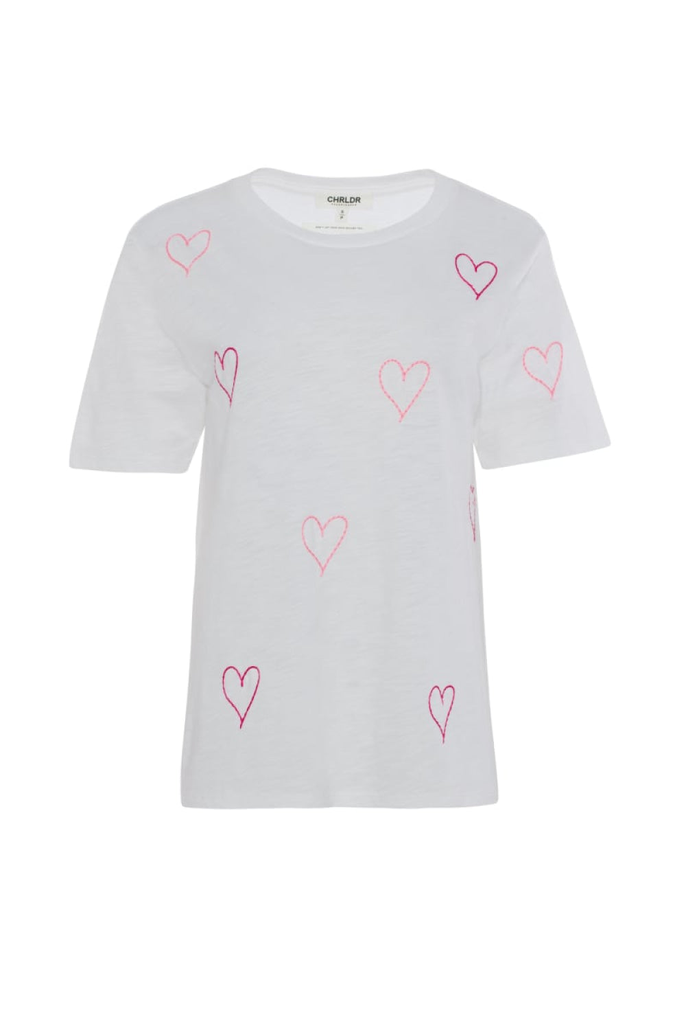 Heart Stitch Wide T-Shirt - White - T-shirt