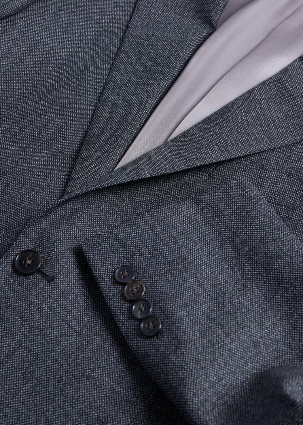 Heather Nailhead Wool Andrew Suit - Charcoal - 48 - Suit