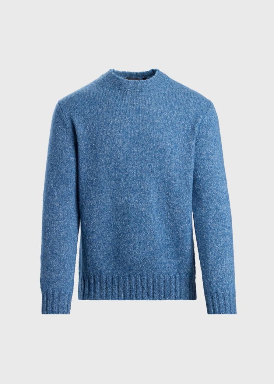Heather Solid Alpaca Blend Crewneck Pullover - Blue - Pullover