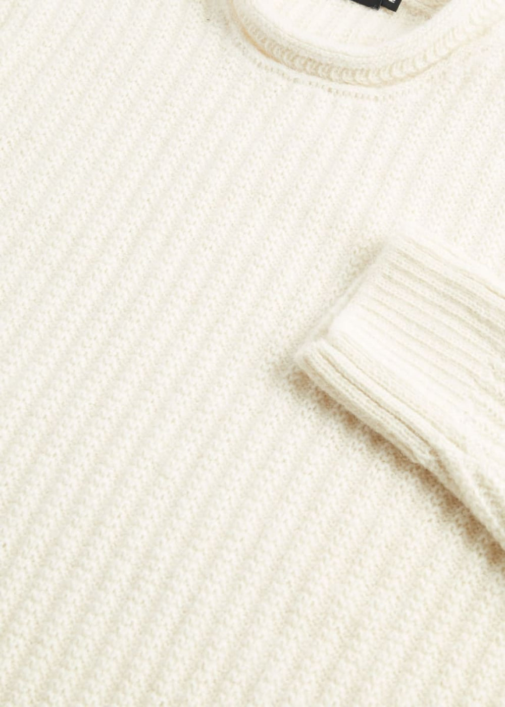 Heavy Ribbed Alpaca Pullover Sweater - White - XXL (46) - Sweater