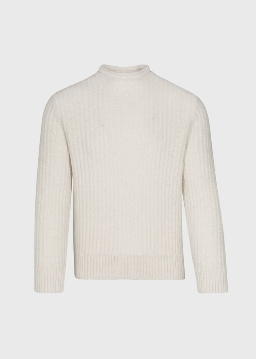 Heavy Ribbed Alpaca Pullover Sweater - White - XXL (46) - Sweater