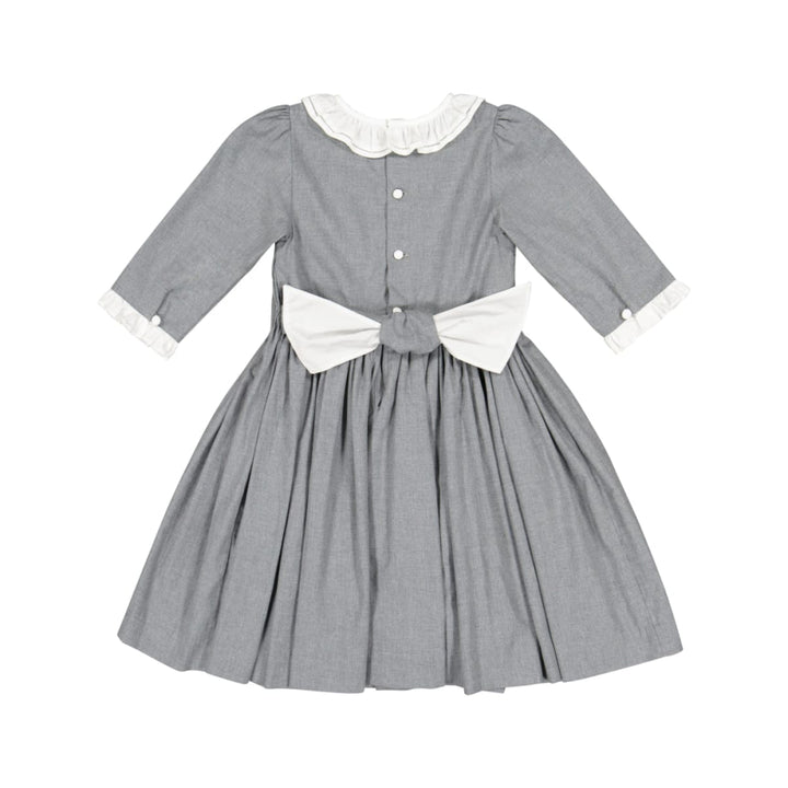 Heidi Long Sleeve Smocked Dress - Grey Winter - 5T - Dresses