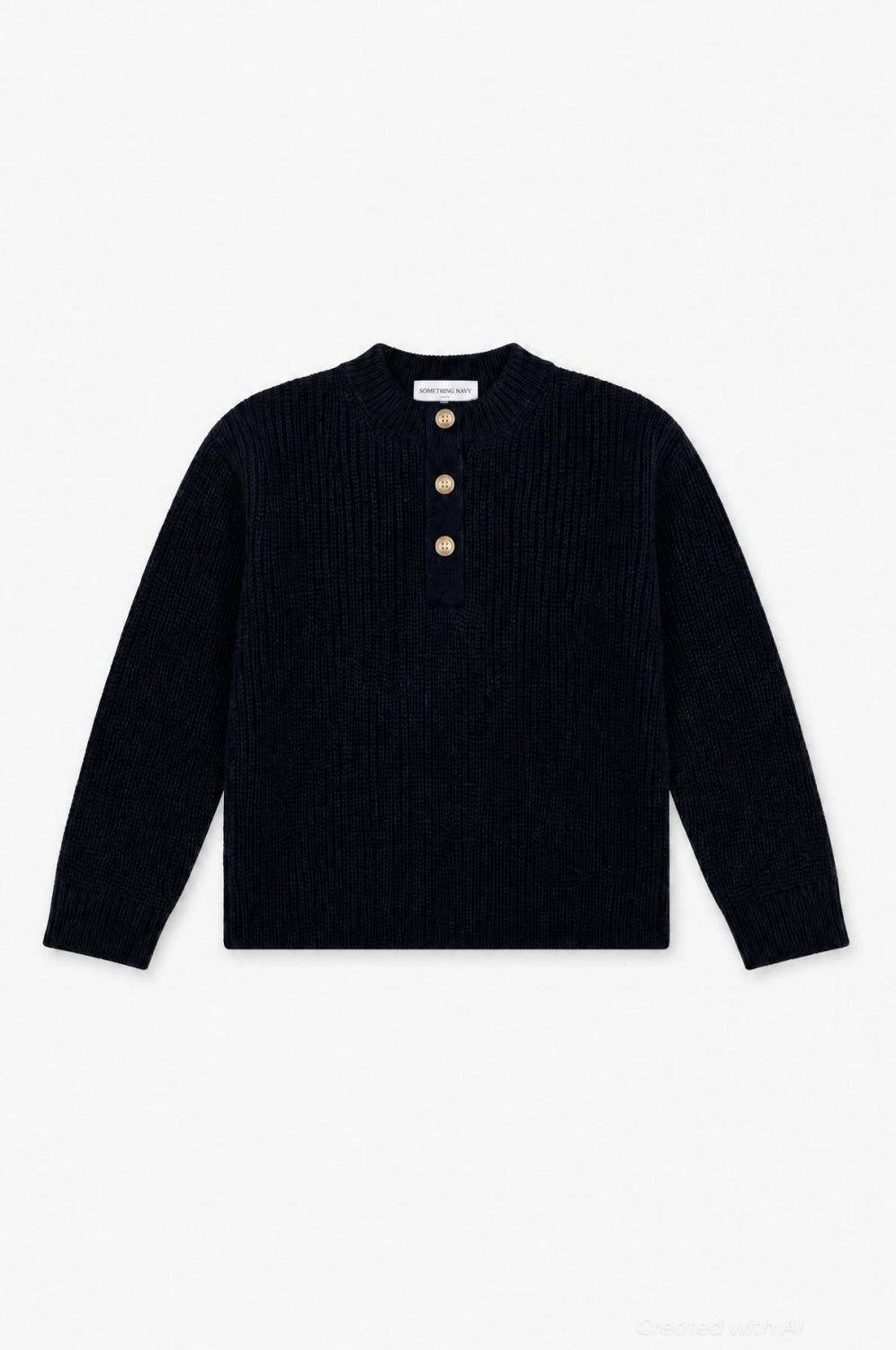 Henley Sweater - Black - Henley