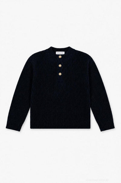 Henley Sweater - Black - Henley