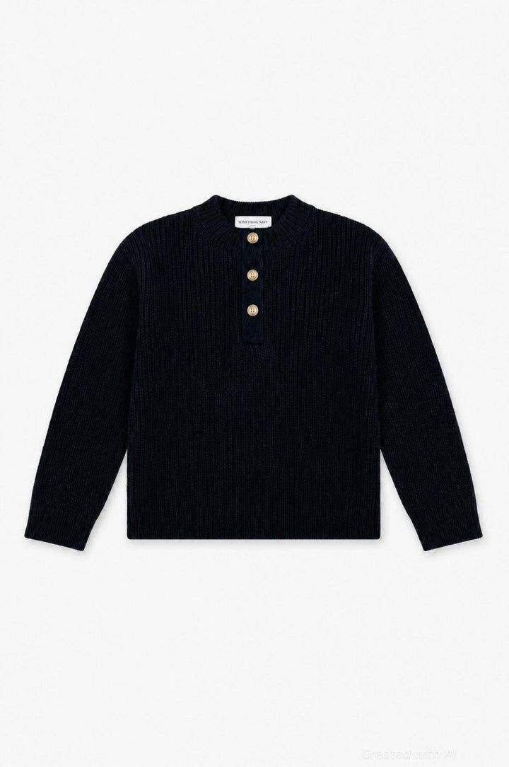 Henley Sweater - Black - Henley