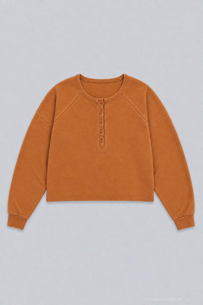 Henley Sweatshirt - Camel - Sweatshirt