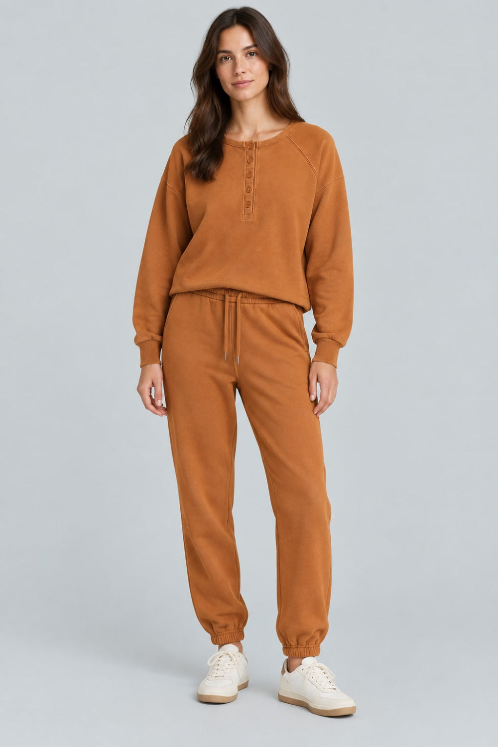 Henley Sweatshirt - Camel - Sweatshirt