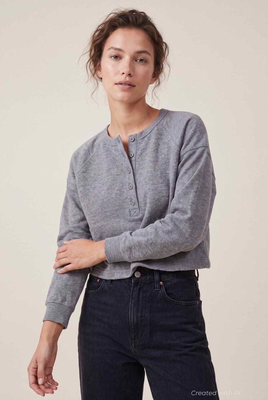 Henley Sweatshirt - Heather Gray - Sweatshirt
