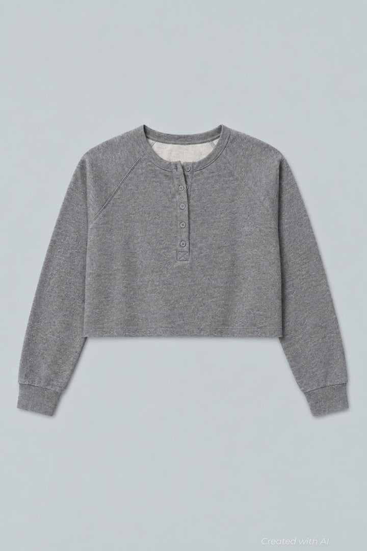 Henley Sweatshirt - Heather Gray - Sweatshirt