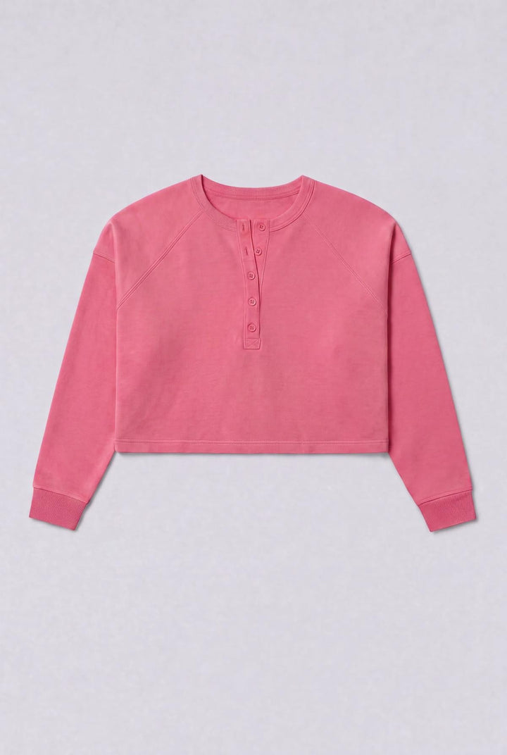 Henley Sweatshirt - Pink - Sweatshirt