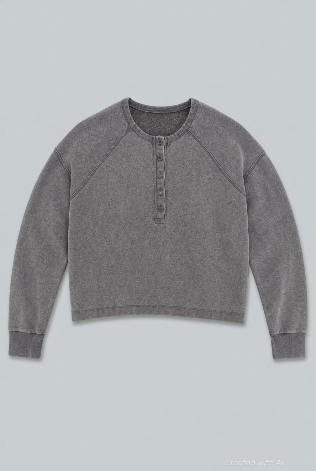 Henley Sweatshirt - Washed Black - Henley