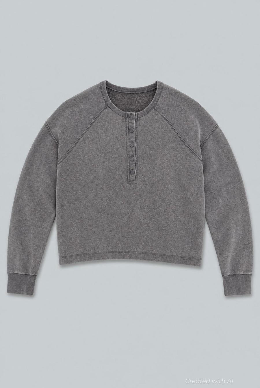 Henley Sweatshirt - Washed Black - Henley