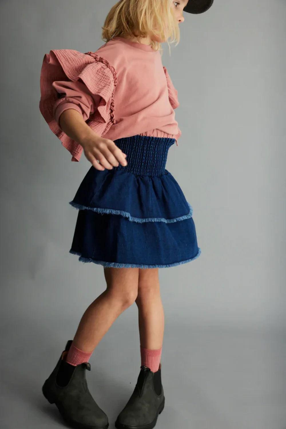 Herringbone denim skirt - Denim - Denim Skirt