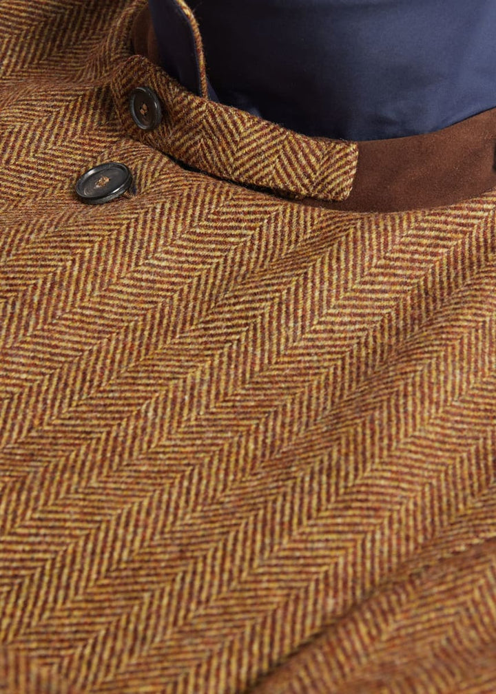 Shetland Wool Herringbone Reversible Coat - Navy/Gold
