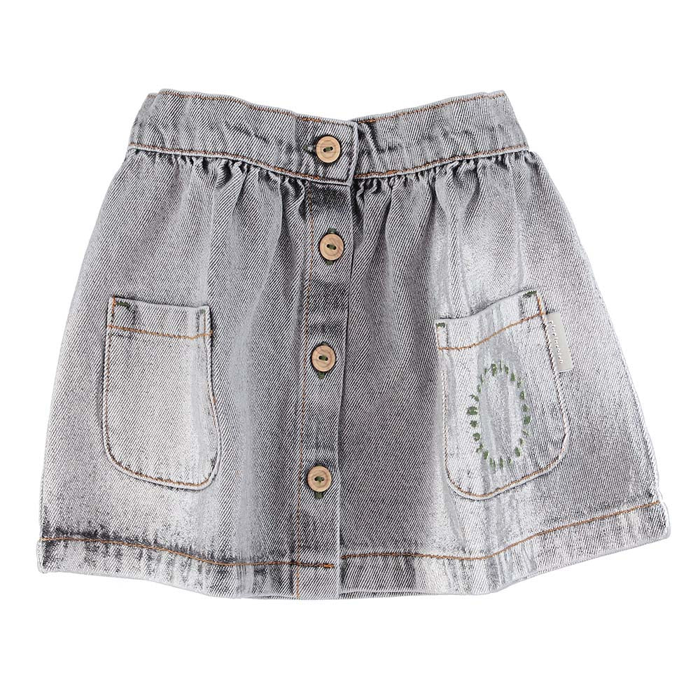 Short Skirt w/ Pockets - Washed Grey Denim Dresses + Skirts Piupiuchick 