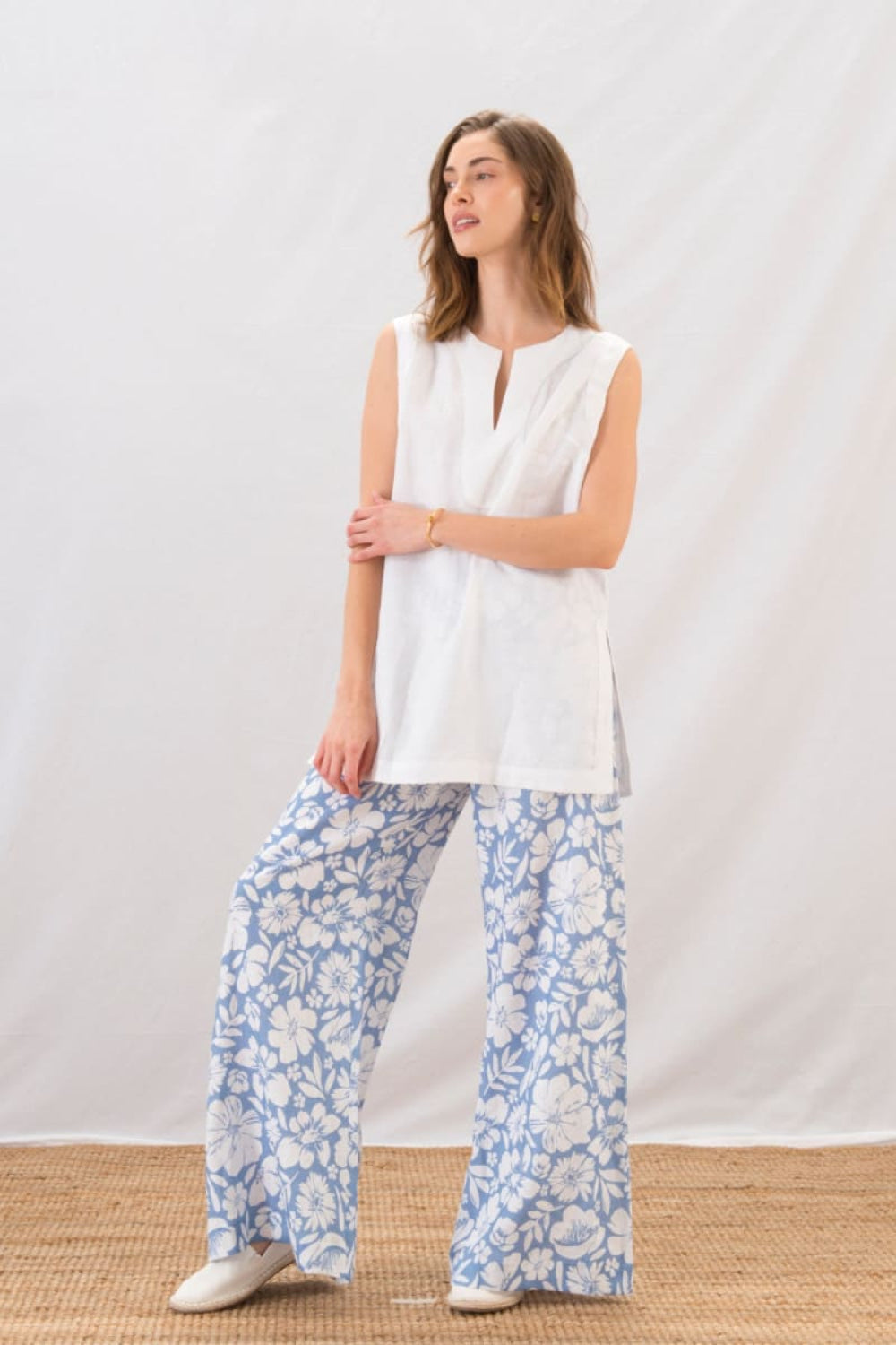 Hibiscus Palazzo Pant - Hibiscus Blue - Pants