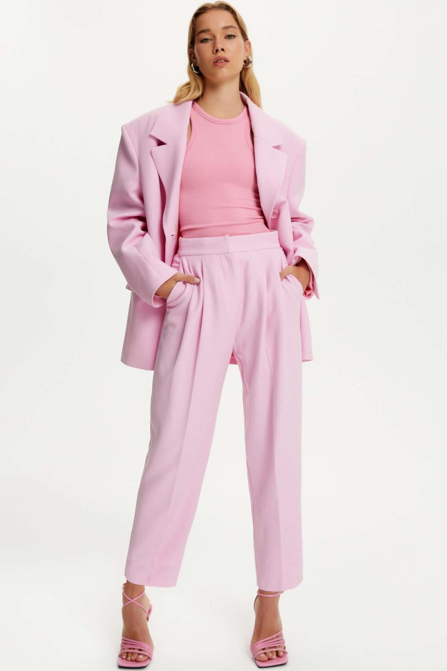 High Waist Carrot Pants - Pink - Trouser