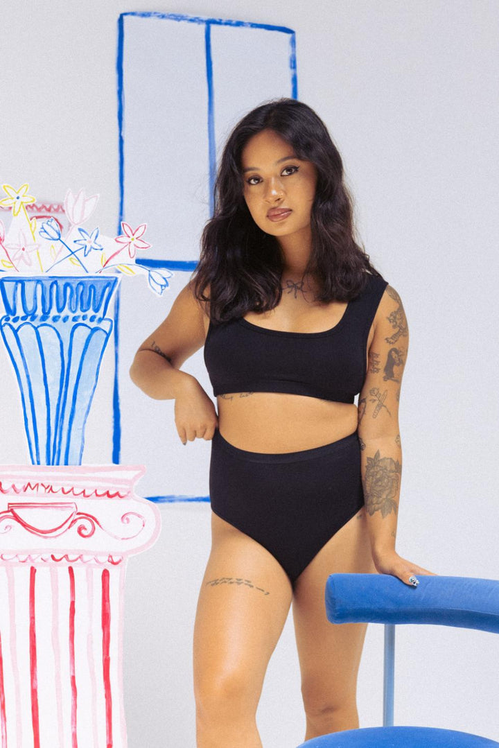 High Waist Thong - Black - FINAL SALE - Underwear