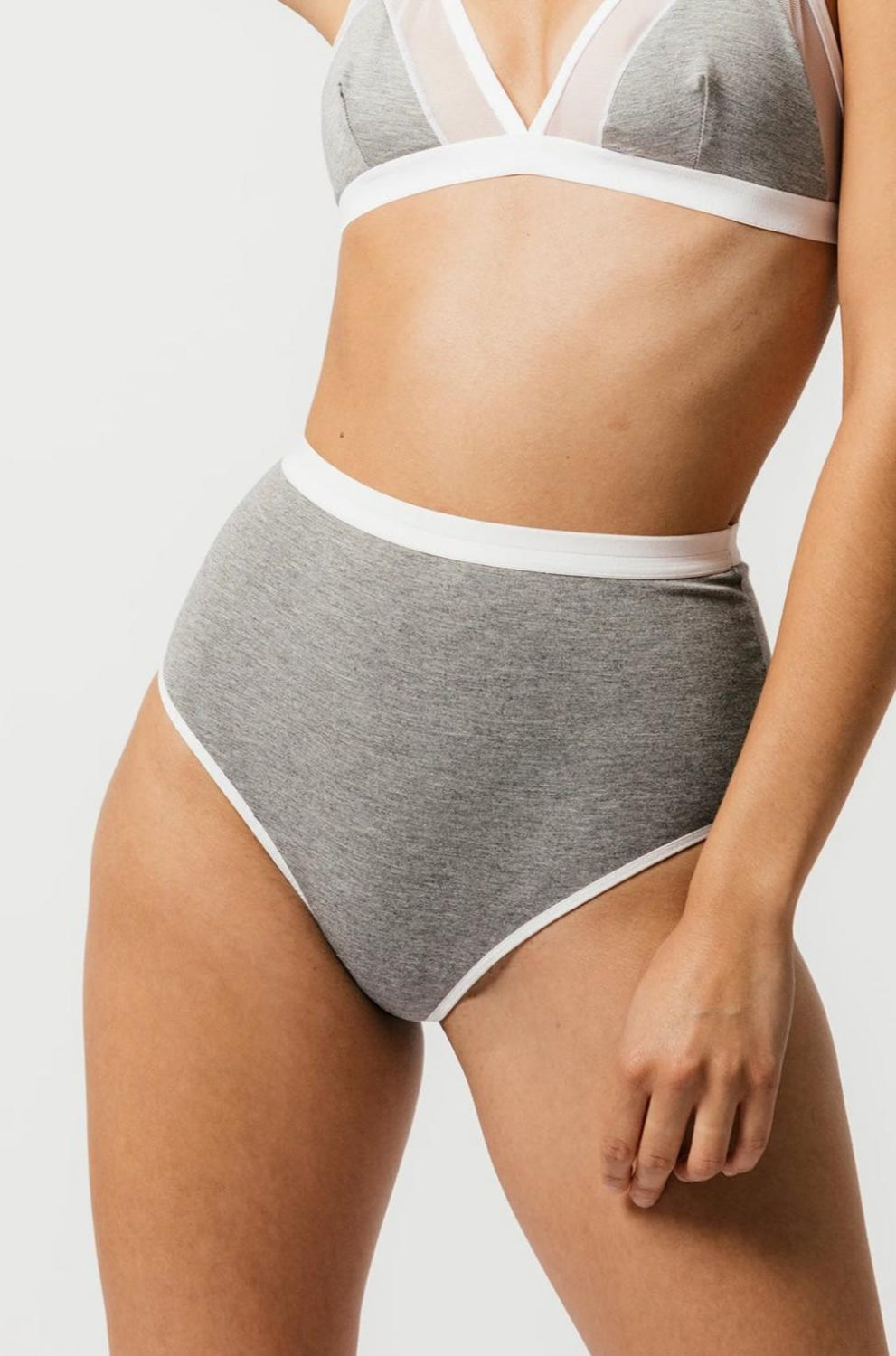High Waist Thong - Grey - FINAL SALE - XS - Underwear