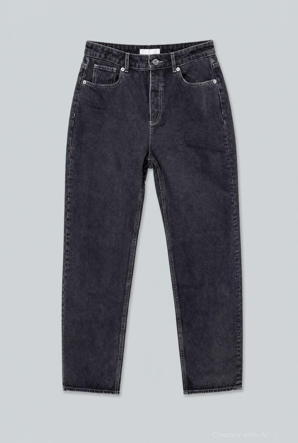 High Waisted Denim Pants - Black - Jeans