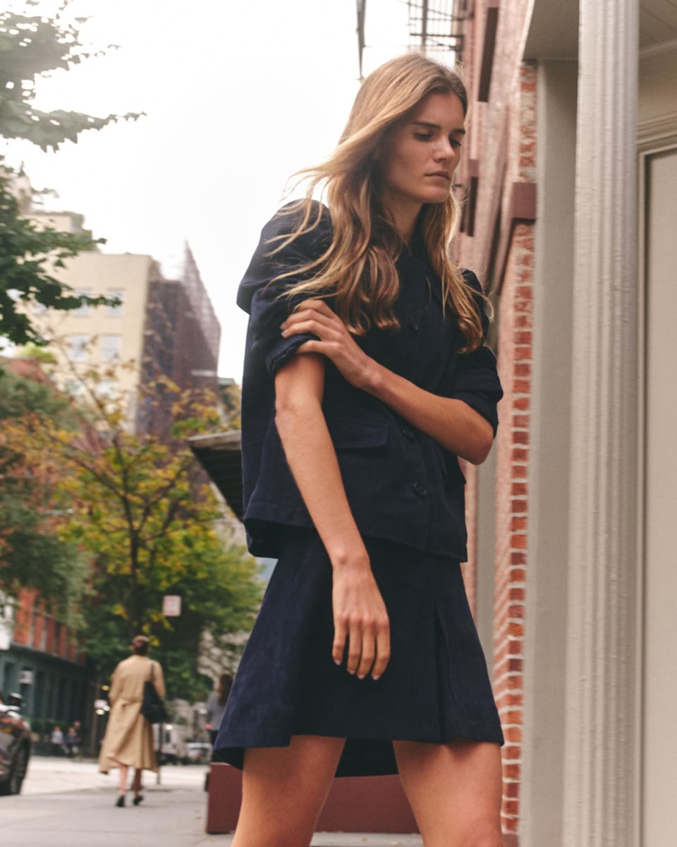 Maisie Skirt - Suede-Navy