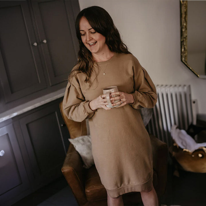 The Women's Oversized Sweater Dress - Camel